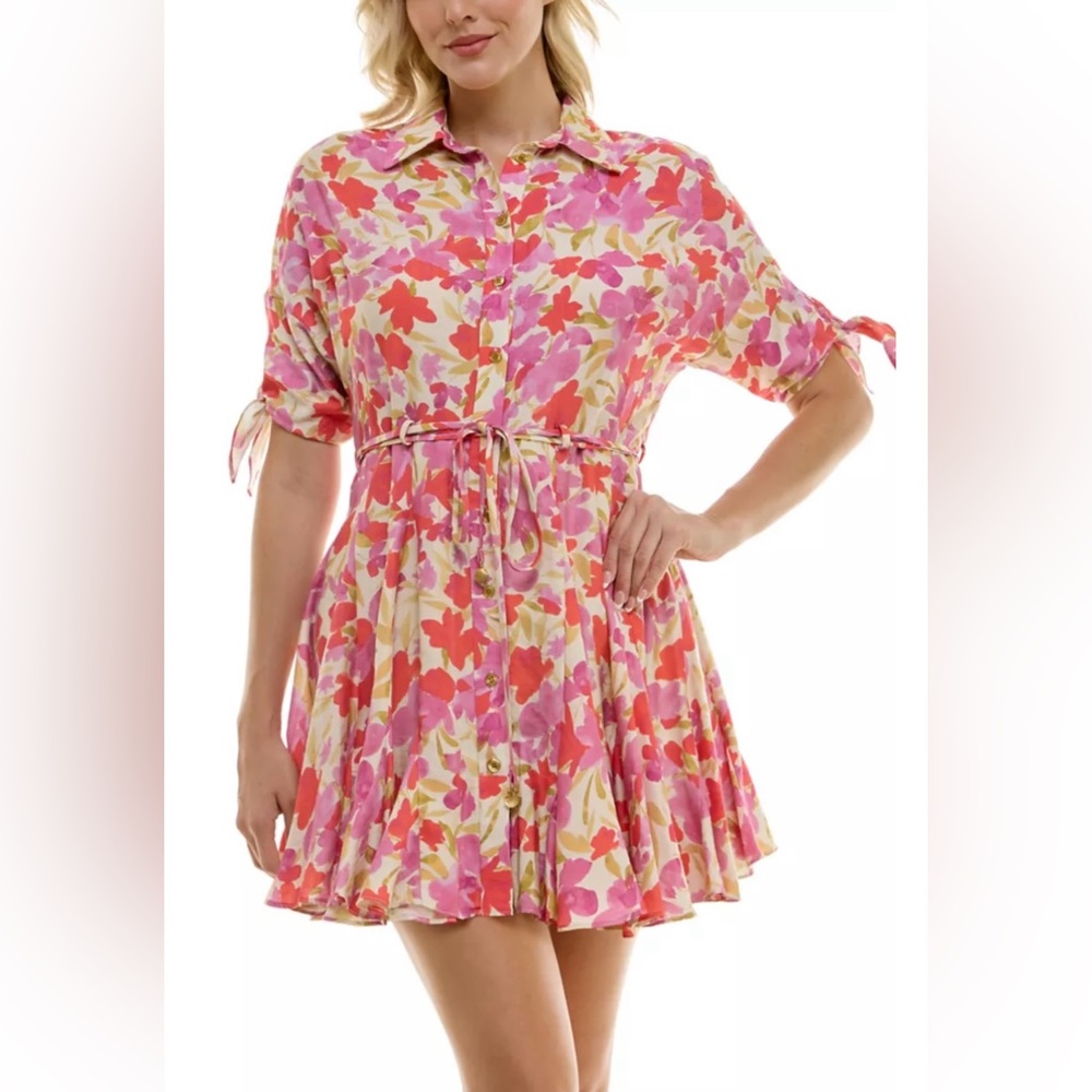 Taylor Elbow Sleeve Floral Fit and Flare Mini Dress Size 8